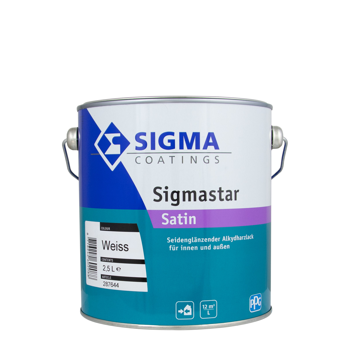 Sigma Sigmastar Satin weiss 2,5L, seidenglänzender Alkydharzlack