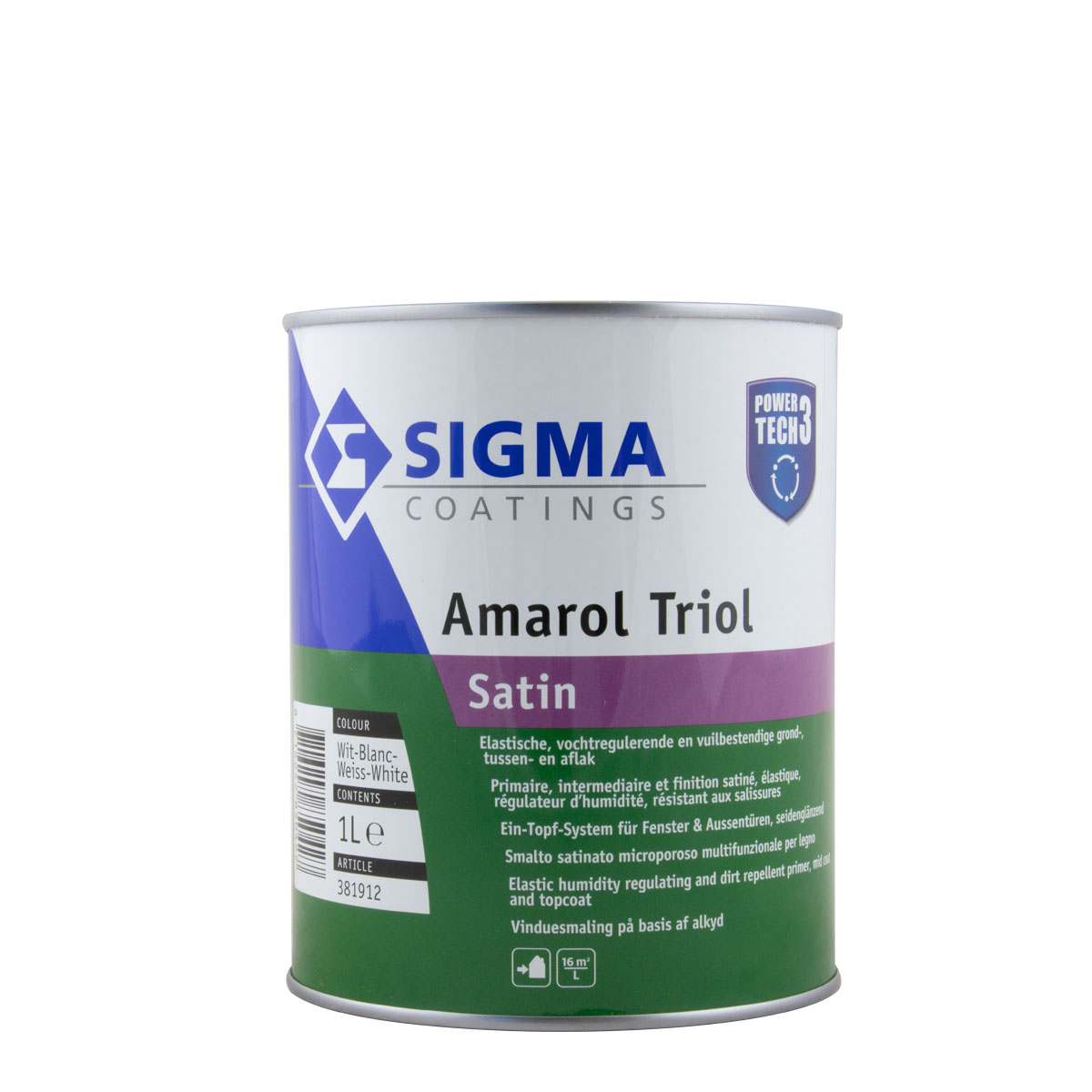 Sigma Amarol Triol Satin weiss 1L, seidenglänzender Fensterlack & Türenlack