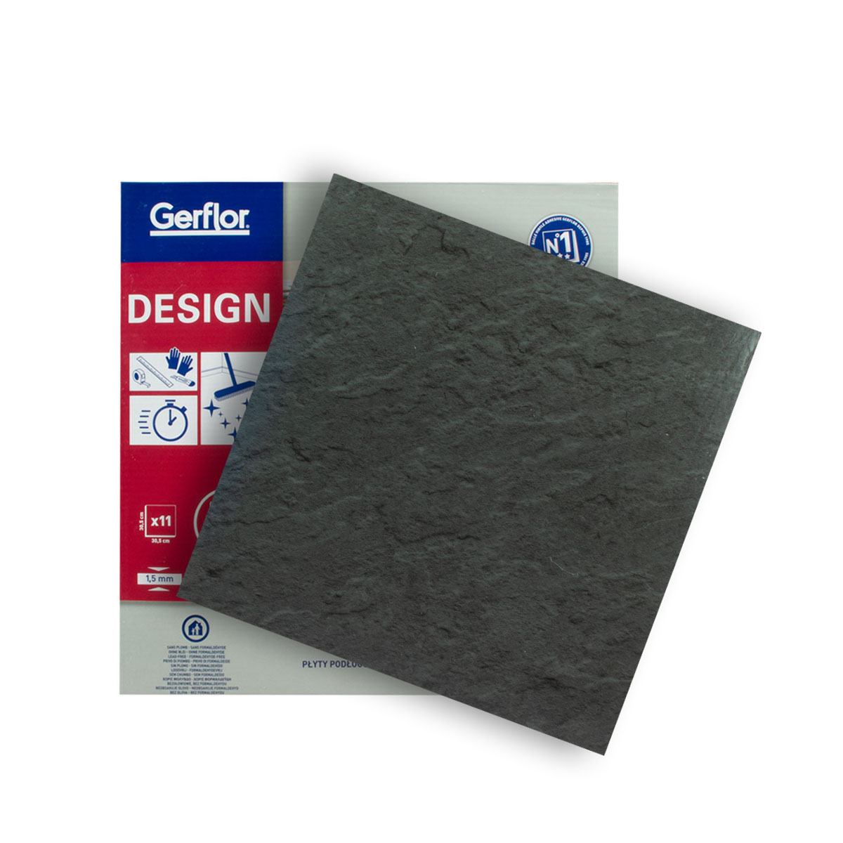 Gerflor Vinyl Design Fliese 0220 Slate Anthracite 1qm, selbstklebend