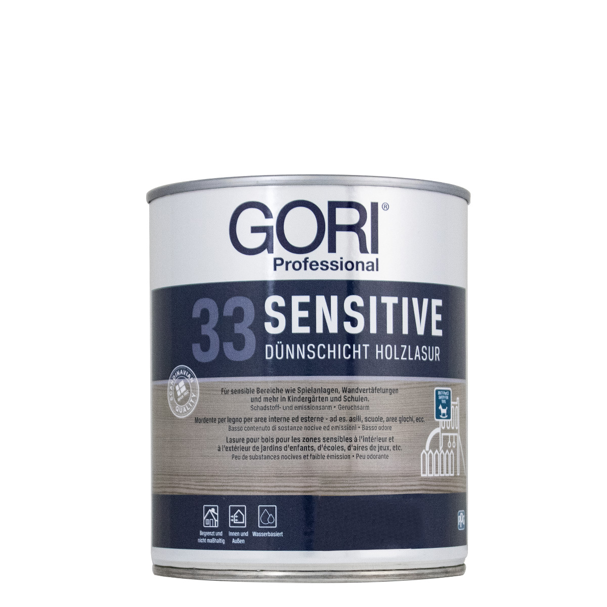 Gori 33 Sensitive Holzlasur weiss 0,75L, wasserbasierte Lasur, schadstoffarm
