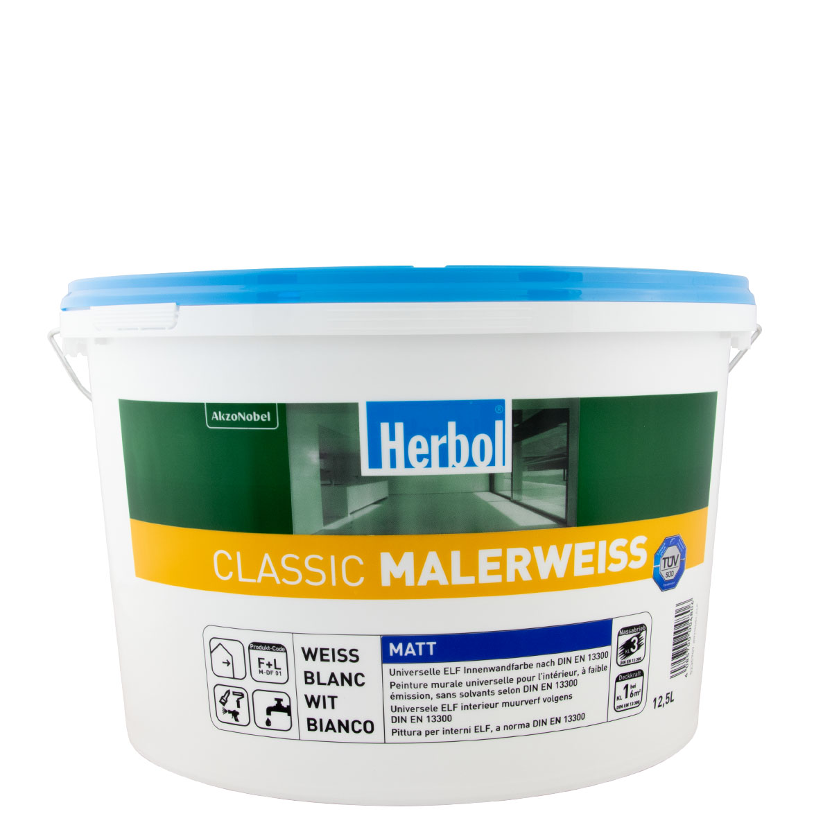 Herbol Classic Malerweiss 12,5L weiss, Wandfarbe, matt