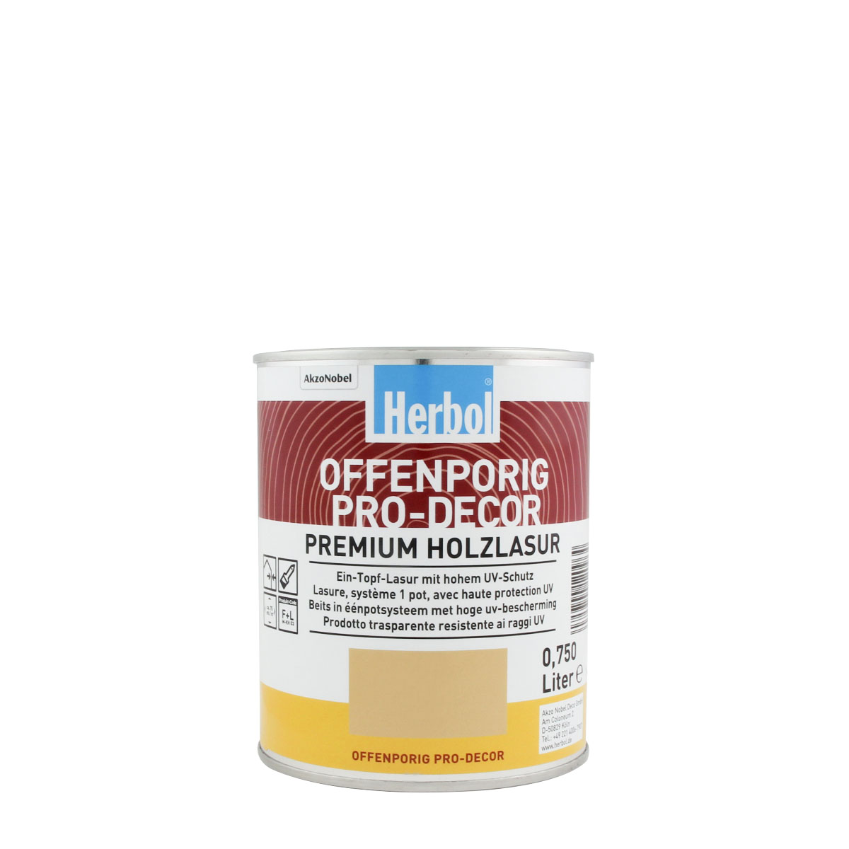 Herbol Offenporig Pro-Decor 750ml 0301 weiß, seidenglänzende Holzlasur