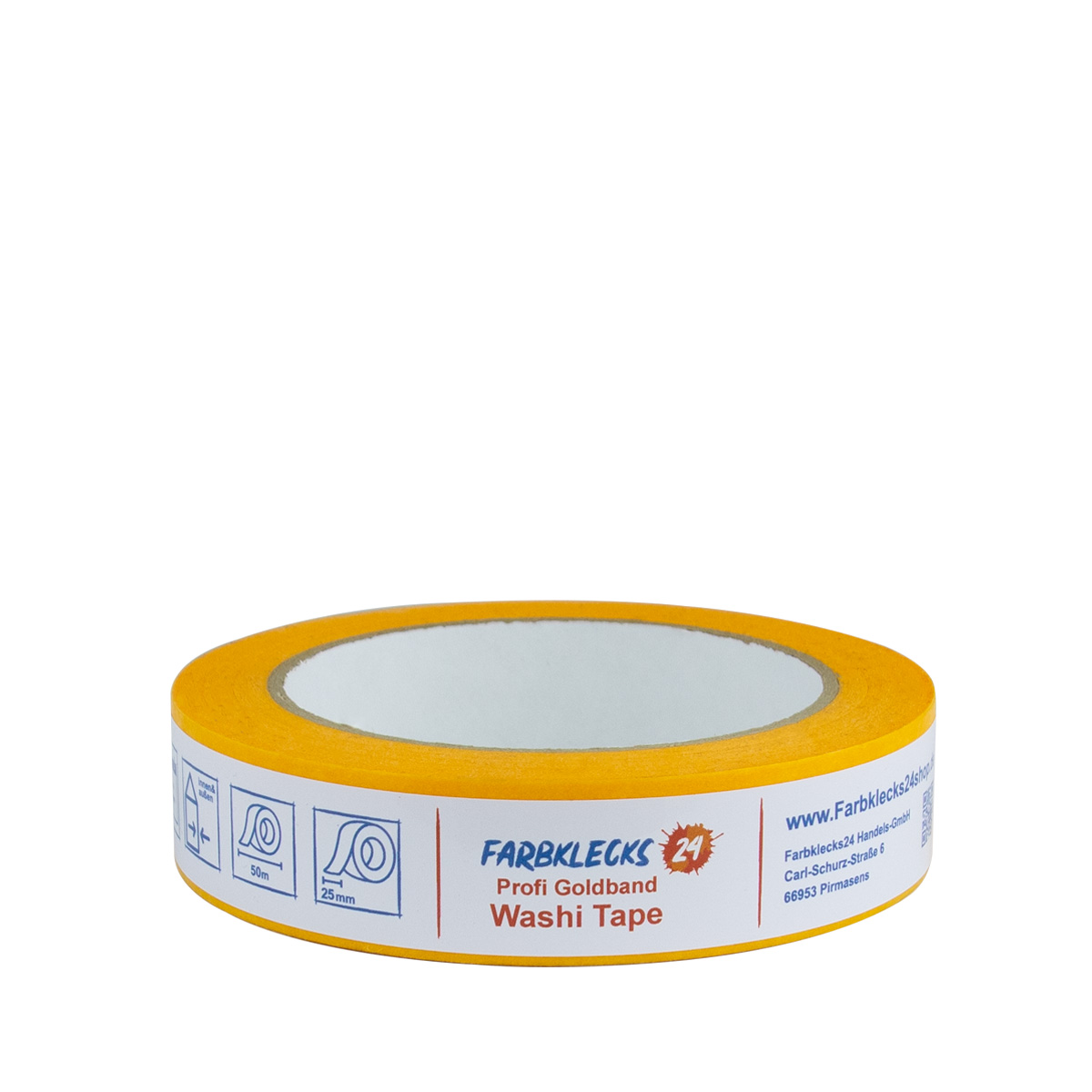 Farbklecks24 Profi Goldband Washi Tape 50m UV60 25mm