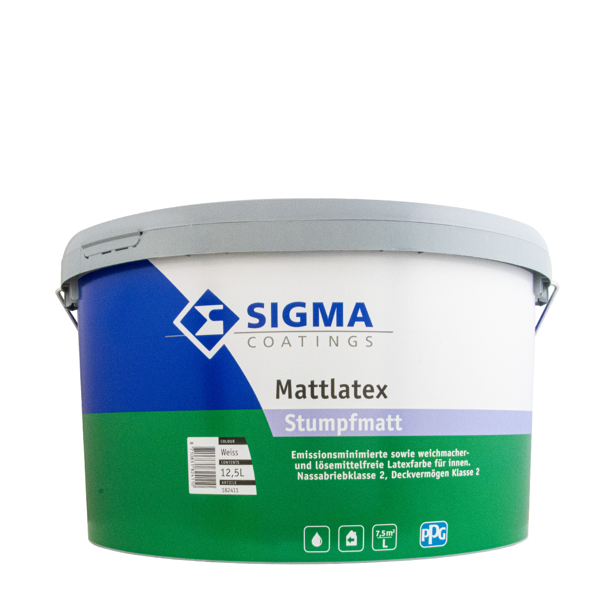 Sigma Mattlatex 12,5L weiß, matte Wandfarbe, Latexfarbe
