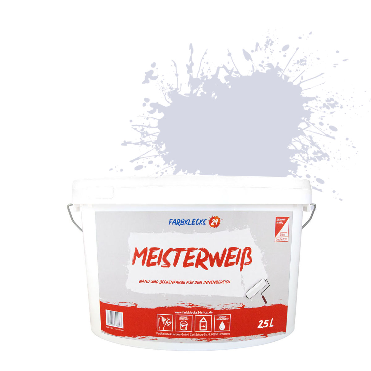Farbklecks24 Meisterweiß Color 2,5L Lila 2-0 Innenfarbe, Wandfarbe, Deckenfarbe