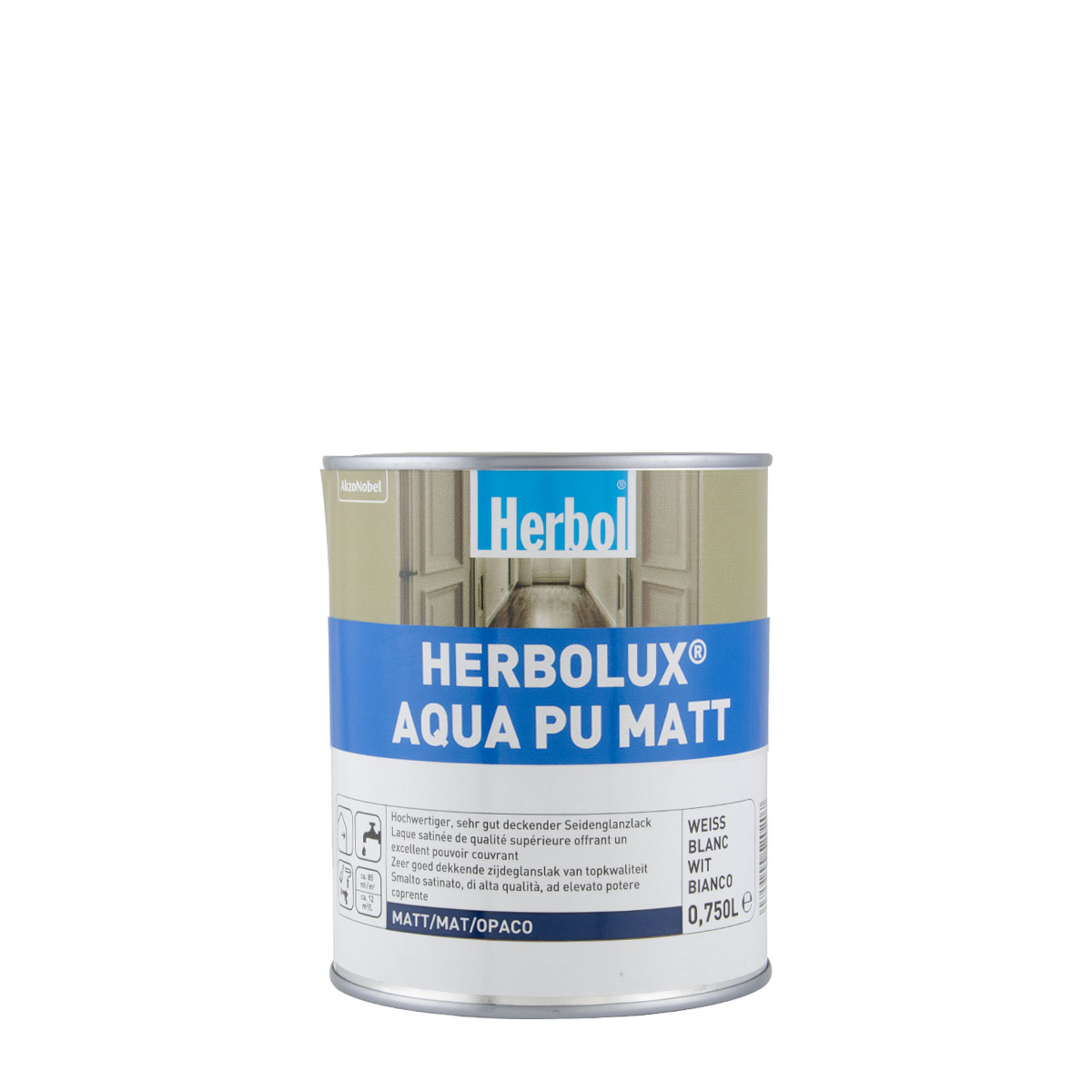 Herbol Herbolux Aqua Pu Matt 750ml weiss, Mattlack