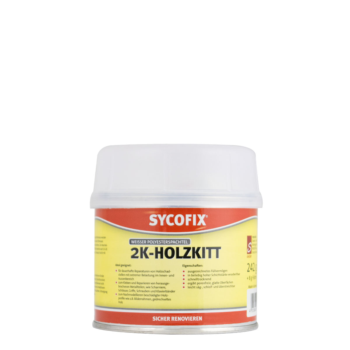 Sycofix 2K-Holzkitt 250g weiß, Polyesterspachtel