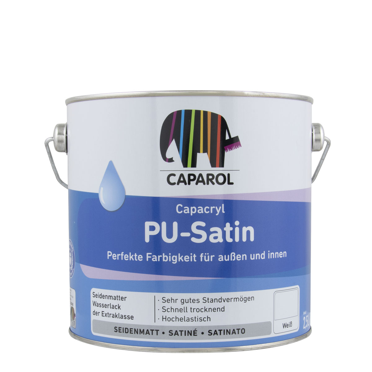 Caparol Capacryl PU-Satin 2,5L Weiss ,seidenmatt PU-Acryllack