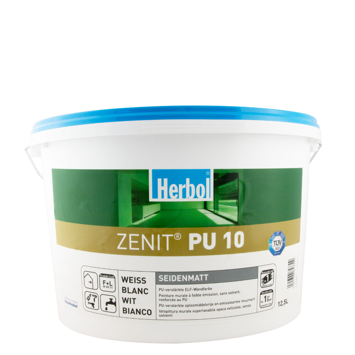 Herbol Zenit PU 10 weiss 12,5L, desinfektionsmittelbeständig