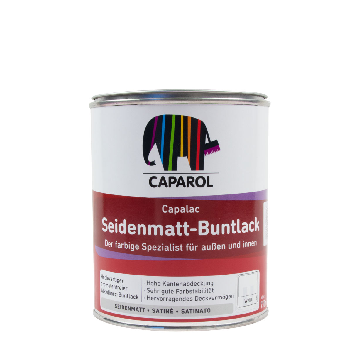 Caparol Capalac Seidenmatt-Buntlack 0,75L weiss, Alkydharz-Buntlack