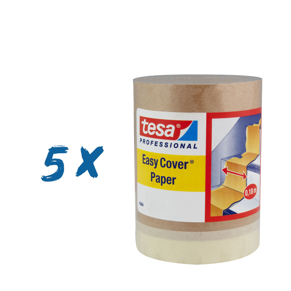 5x Tesa 4364 Professional Easy Cover Papier 25m x 180mm
