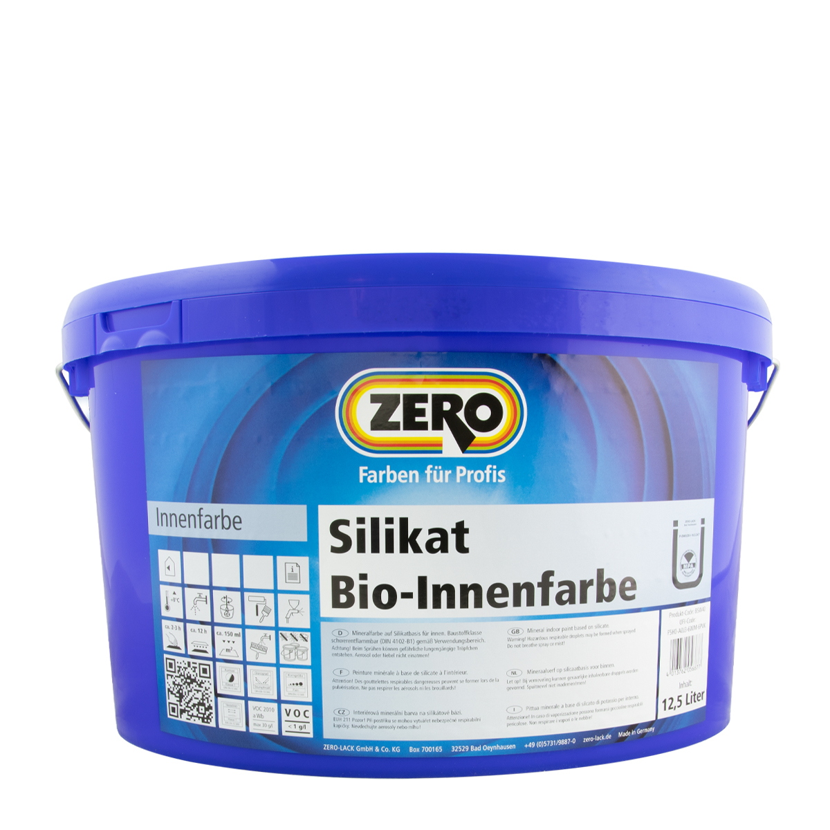 Zero Silikat Bio Innenfarbe 12,5L weiß, Wandfarbe, Silikatfarbe