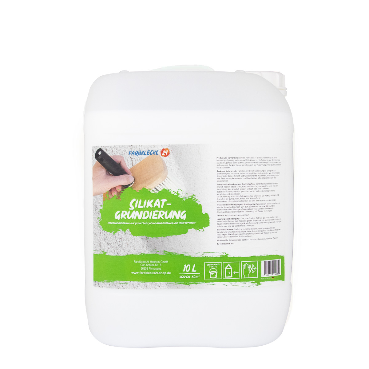 Farbklecks24 Silikat Grundierung 10L, Tiefengrund, Haftgrund, lösemittelfrei