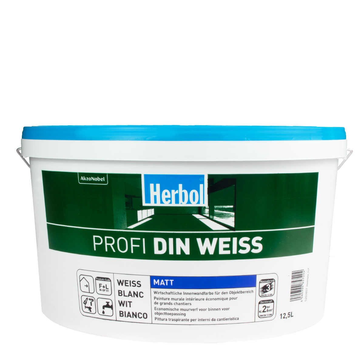 Herbol Profi DIN weiss 12,5L Weiss, gut deckende Wandfarbe, Innenfarbe
