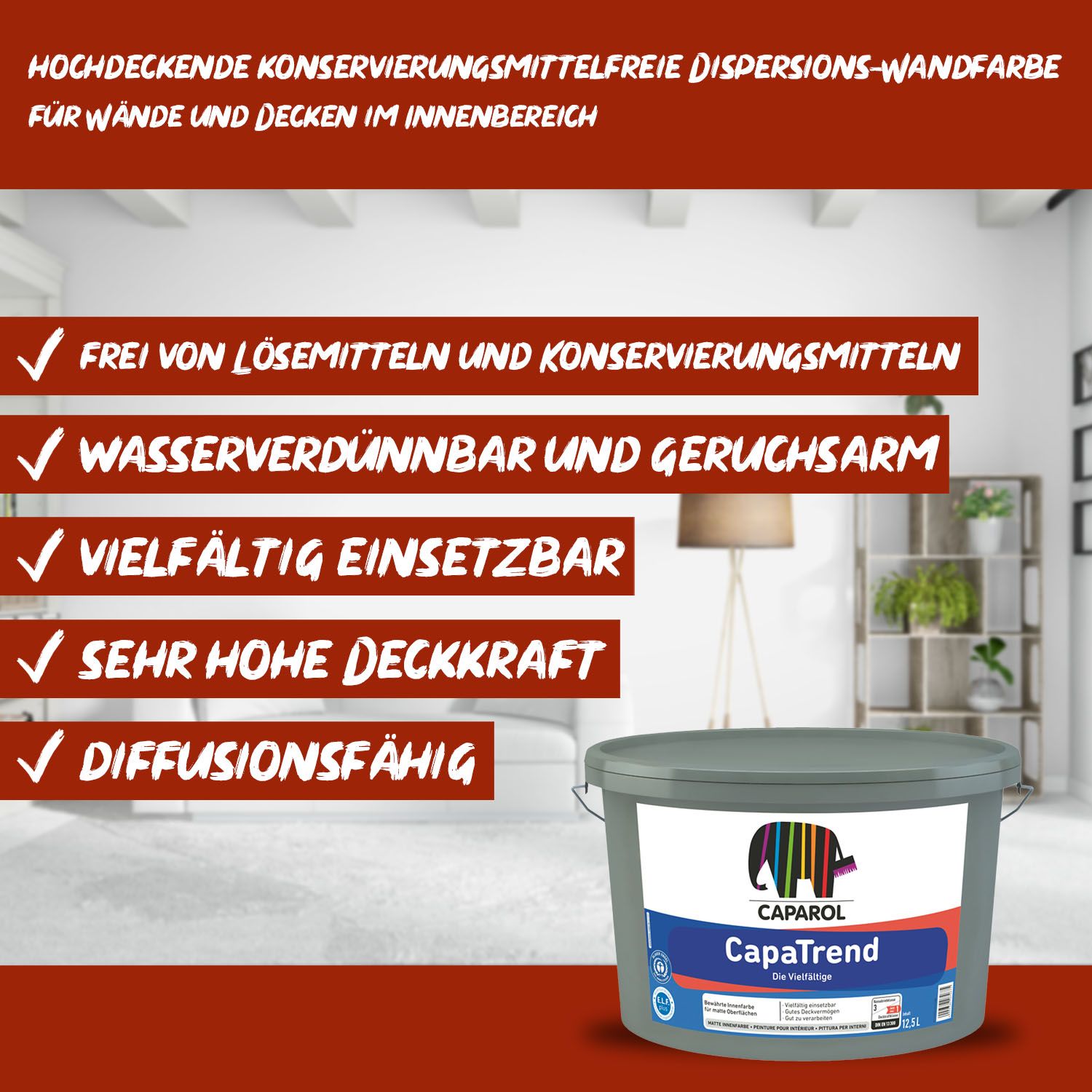 Caparol CapaTrend KF 2,5L weiß, Wandfarbe, Dispersionsfarbe